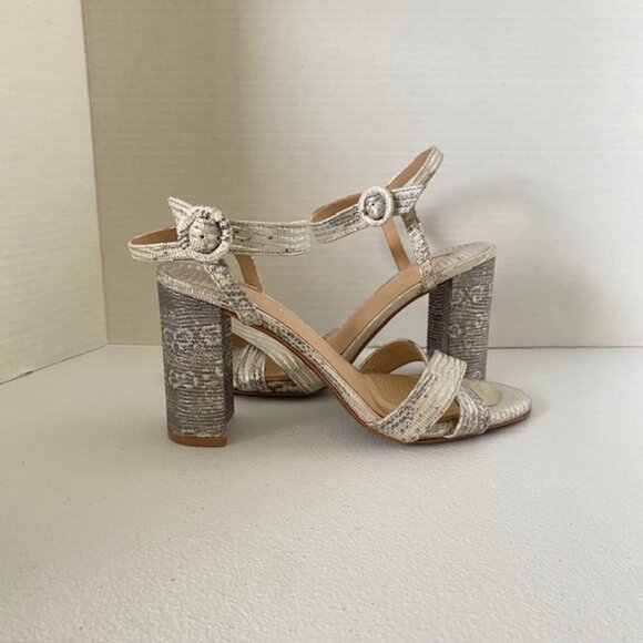 Antonio Melani Women’s Size 7.5M Silver Snakeskin Strappy Block Heel Sandals - Picture 1 of 13